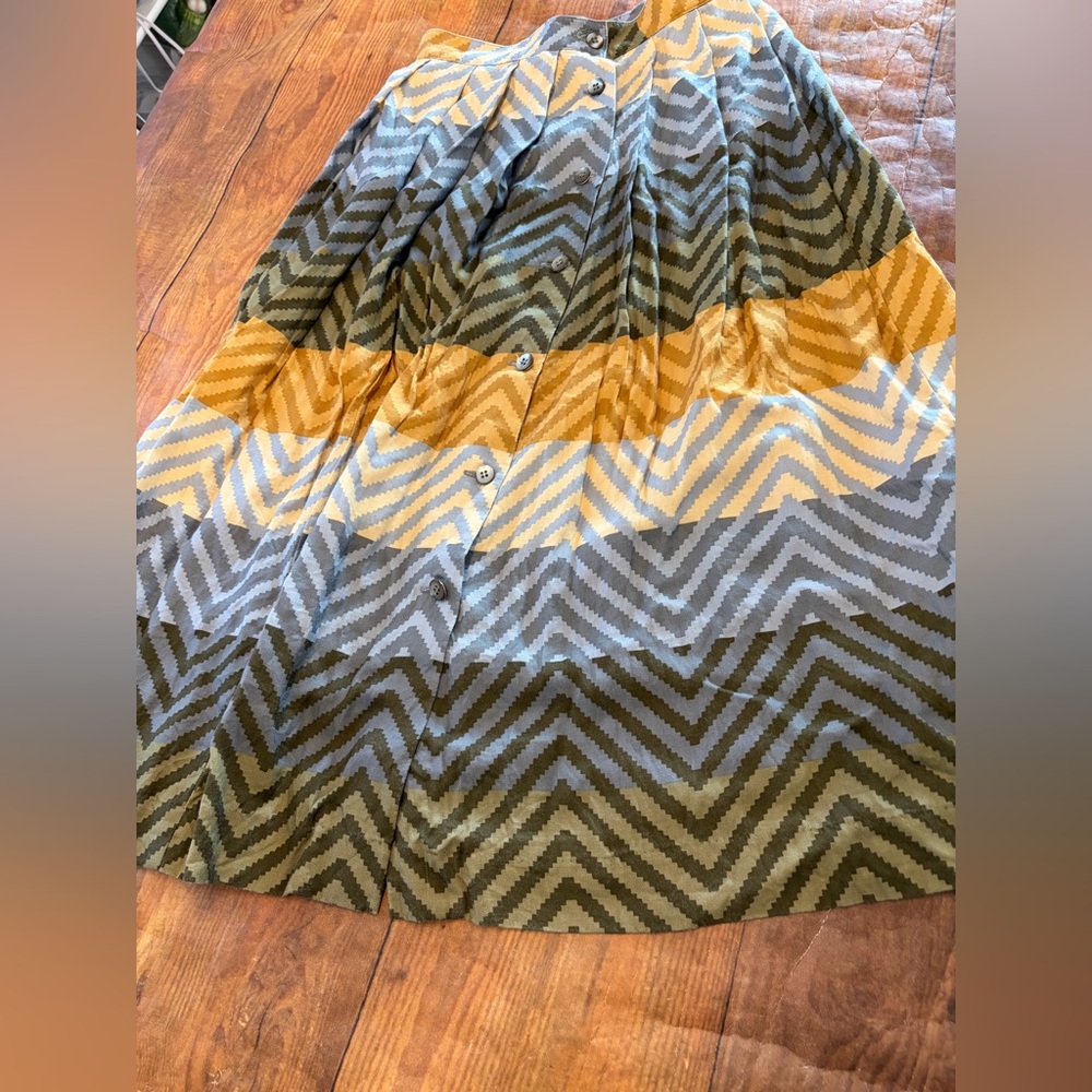 Vintage Claiborne Multicolor Chevron‎ A-Line Skirt